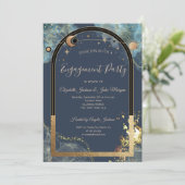 Celestial gouden zon en maan gouden glitter kaart (Staand voorkant)