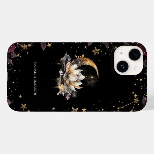 Celestial gouden zon, maan, Lotus sterren Case-Mate iPhone Case (Achterkant (horizontaal))
