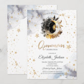 Celestial gouden zon, maan, sterren bloem quincean kaart (Voorkant / Achterkant)