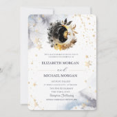 Celestial Gouden Zon, Maan, Sterren Bloemen Bruilo Kaart (Voorkant)