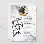 Celestial Gouden Zon, Maan, Sterren Bloemen Bruilo Kaart (Voorkant)