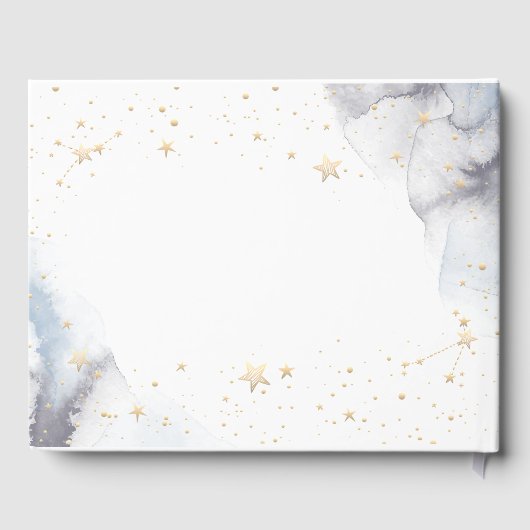 Celestial gouden zon, maan, sterren bloemen gastenboek (Achterkant)