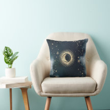 Celestial gouden zon, maan, sterren nacht hemel