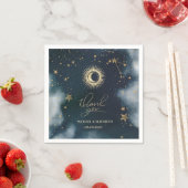 Celestial gouden zon, maan, sterren nacht hemel servet (Insitu)