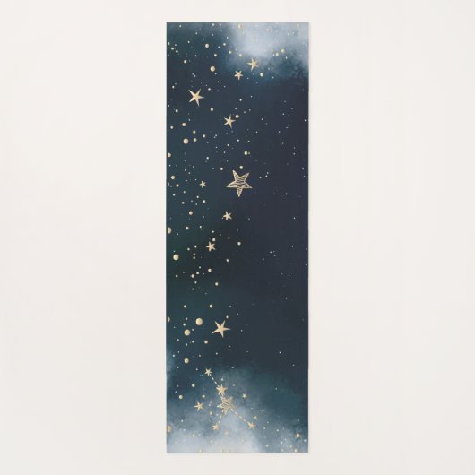 Celestial gouden zon, maan, sterren nacht hemel yogamat (Achterkant)
