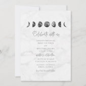 Celestial Gray Marble Moon Phases Wedding Kaart (Voorkant)