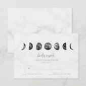 Celestial Gray Marble Moon Phases Wedding RSVP (Voorkant / Achterkant)