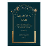 Celestial Green Gold Mimosa Bar Sun Moon Stars Perfect Poster (Voorkant)