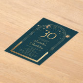 Celestial Green Gold Sun Moon Stars 30e verjaardag Acryl Uitnodigingen (Laagn)