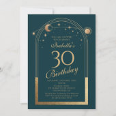 Celestial Green Gold Sun Moon Stars 30e verjaardag Kaart (Voorkant)