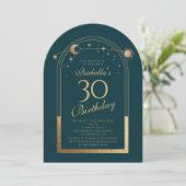 Celestial Green Gold Sun Moon Stars 30e verjaardag Kaart (Staand voorkant)