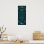 Celestial Green Gold Sun Moon Stars 30e verjaardag Poster (Keuken)