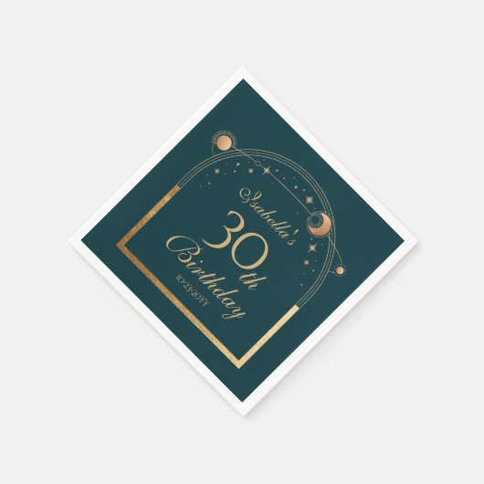 Celestial Green Gold Sun Moon Stars 30e verjaardag Servet (Hoek)