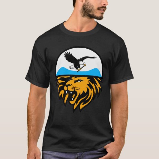 Celestial Guardian: Eagle en Leeuw Embleem T-shirt (Voorkant)