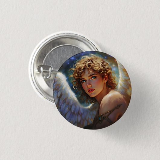 Celestial Guardian – Engel van de sterren Ronde Button 3,2 Cm (Voorkant /achterkant)