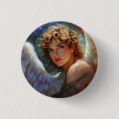 Celestial Guardian – Engel van de sterren Ronde Button 3,2 Cm (Voorkant)