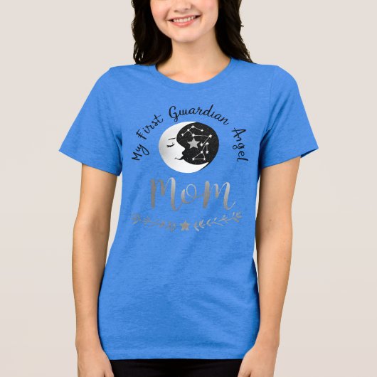 Celestial Guardian Mom | Maan en eerste reis kunst Tri-Blend Shirt (Voorkant)