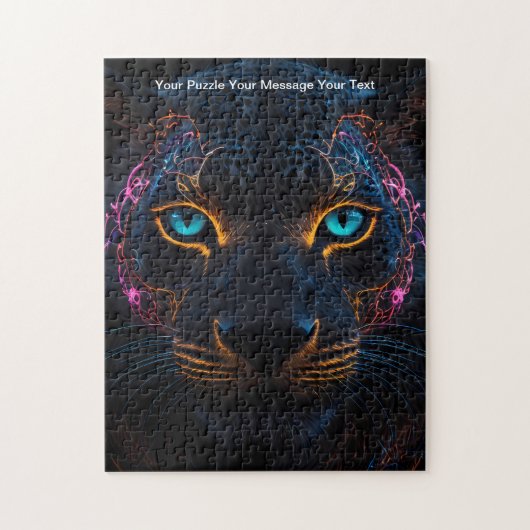 Celestial Guardian - Neon Black Leopard Legpuzzel (Verticaal)