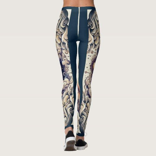  Celestial Half Sun & Moon Blue Yellow Leggings (Achterkant)