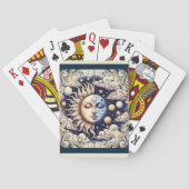  Celestial Half Sun & Moon Blue Yellow Pokerkaarten (Achterkant)