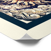 Celestial Half Sun & Moon Blue Yellow Poster (Hoek)