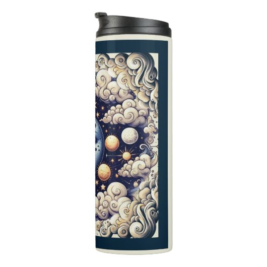  Celestial Half Sun & Moon Blue Yellow Thermosbeker (Geroteerd rechts)