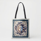  Celestial Half Sun & Moon Blue Yellow Tote Bag (Voorkant)