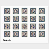  Celestial Half Sun & Moon Blue Yellow Vierkante Sticker (Vel)