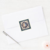  Celestial Half Sun & Moon Blue Yellow Vierkante Sticker (Envelop)