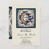 Celestial Half Sun & Moon Cream Beige Kaart (Voorkant / Achterkant)