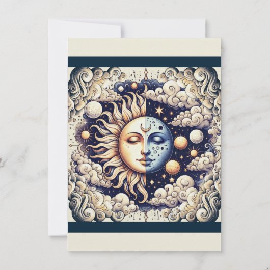  Celestial Half Sun & Moon Cream Beige Kaart (Achterkant)