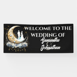 Celestial halve maan bruid bruidegom silhouet spandoek