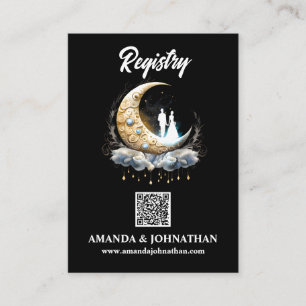 Celestial halve maan bruids silhouet nachtelijke h informatiekaartje