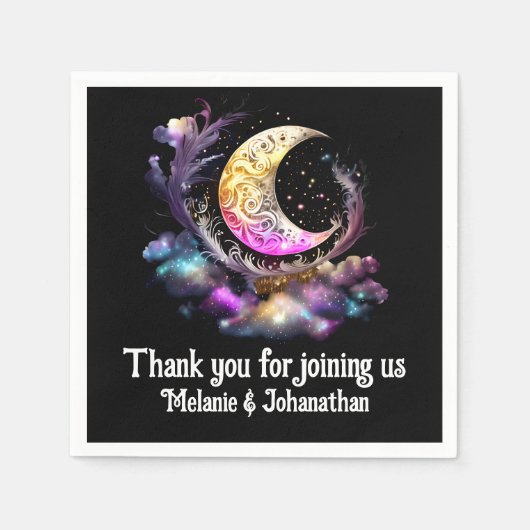Celestial halve maan chic sterren nacht servet (Voorkant)