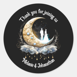 Celestial halve maan paar silhouet sterrenbeeld ronde sticker