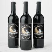 Celestial halve maan paar silhouet sterrenbeeld wijn etiket (Flessen)