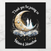 Celestial halve maan paar silhouet sterrenbeeld wijn etiket (Enkel label)