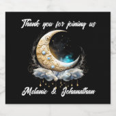 Celestial halve maan sterrennacht elegante luna sparkling wijnetiket (Enkel label)