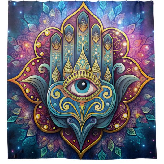 Celestial Hamsa  Douchegordijn (Voorkant)