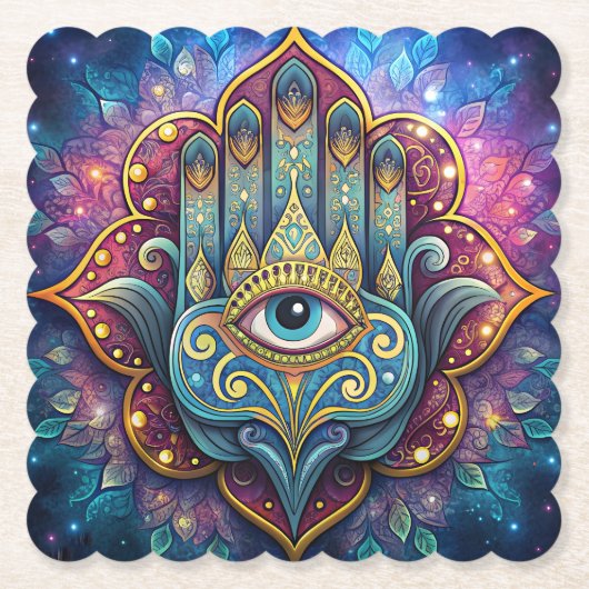 Celestial Hamsa  Kartonnen Onderzetters (Voorkant)