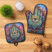 Celestial Hamsa Ovenwant & Pannenlap Set (Top down)