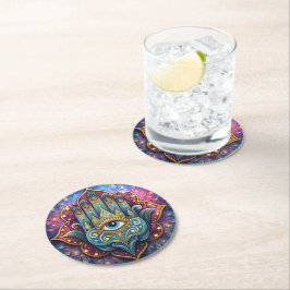 Celestial Hamsa Ronde Kartonnen Onderzetter