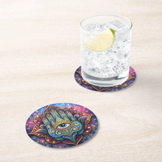 Celestial Hamsa  Ronde Kartonnen Onderzetter (Insitu)