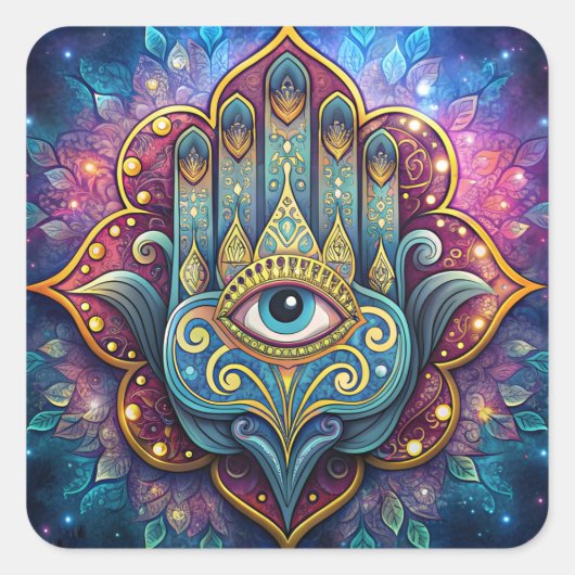 Celestial Hamsa  Vierkante Sticker (Voorkant)