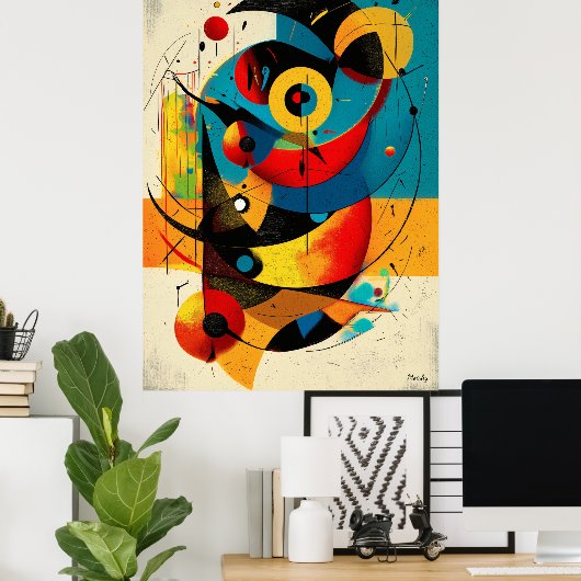 Celestial Harmony – Mid-Century Geometric Flow Wal Poster (Thuiskantoor)