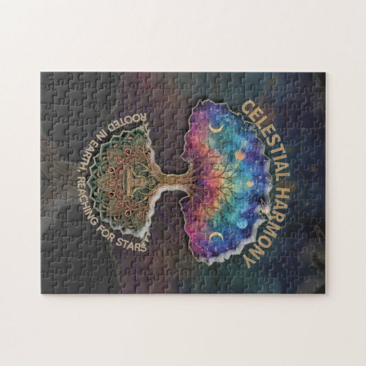 Celestial Harmony Tree - Cosmic Meditation Mandala Legpuzzel (Horizontaal)