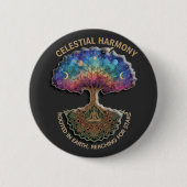 Celestial Harmony Tree | Cosmic Meditation Mandala Ronde Button 5,7 Cm (Voorkant)