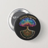 Celestial Harmony Tree | Cosmic Meditation Mandala Ronde Button 5,7 Cm (Voorkant /achterkant)