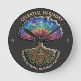 Celestial Harmony Tree - Cosmic Meditation Mandala Ronde Klok