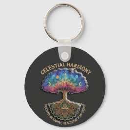 Celestial Harmony Tree - Cosmic Meditation Mandala Sleutelhanger
